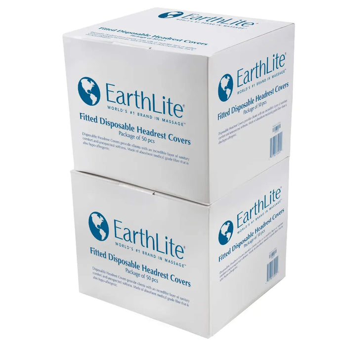 Boxes of fifty Earthlite Fitted Disposable Head Rest Covers