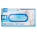 Medline GlideOn vinyl gloves packaging with a glove size M