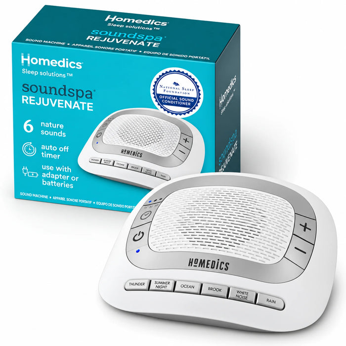 HoMedics SoundSpa Rejuvenate portable sound machine with retail packaging