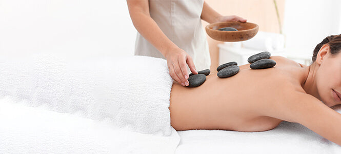 demonstration on model Hot and cold stone therapy treatment