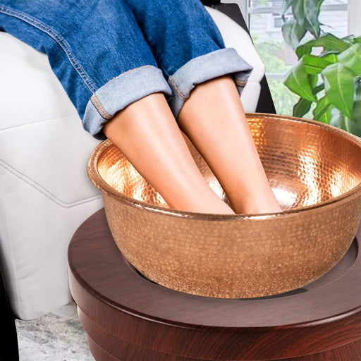 Living Earth Crafts Copper Pedicure Bowl in use
