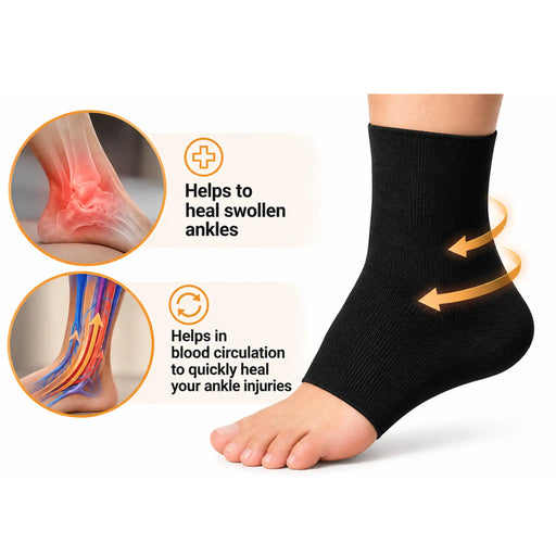 MKO snake support sleeves in use and shown benefits helps to heal swollen Anke and blood circulation 