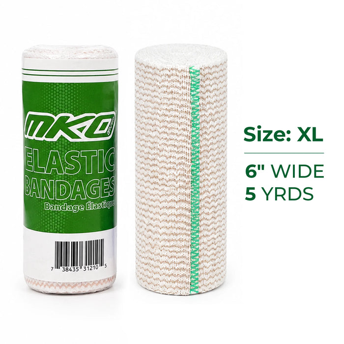 MKO Elastic Bandages size Extra Large with dimensions