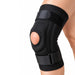 MKO patella stabilizer knee brace in  black color shown on a person's leg against a plain white background.