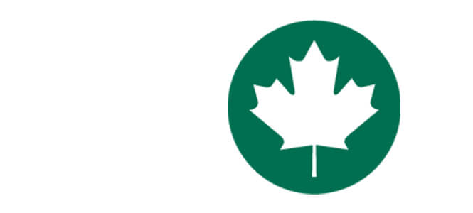 Green and white made in Canada sticker