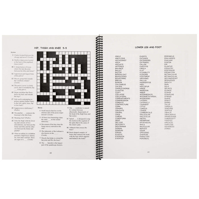Massage Therapy Crossword puzzle book open pages