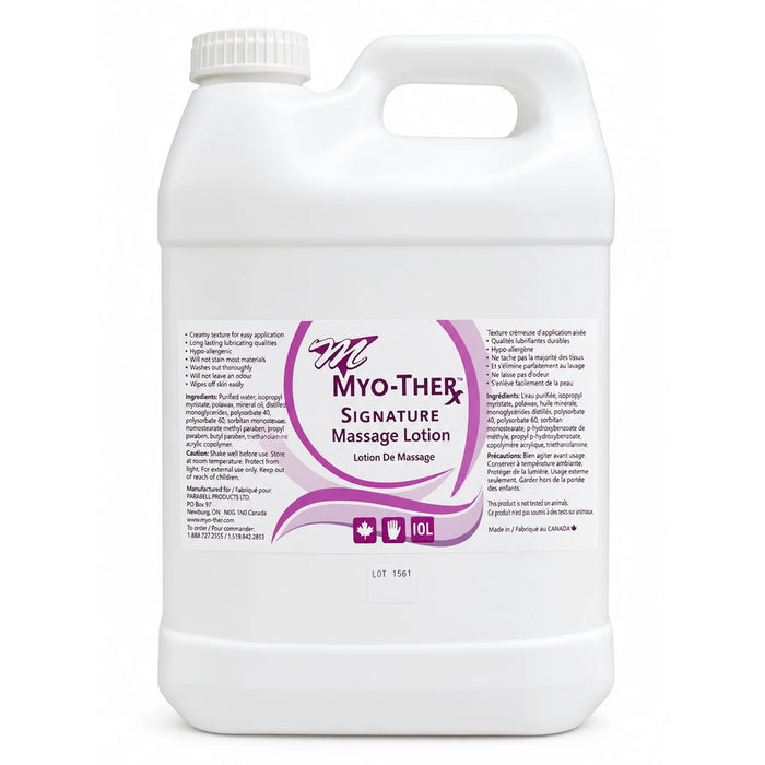 Myo-Ther Signature Massage Lotion 10 L bulk container for high-volume massage clinics