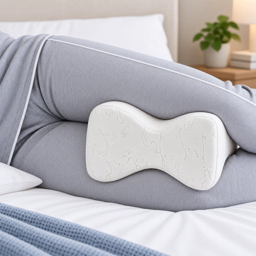 ObusForme AirFoam Leg Spacer Cushion positioned between knees for side sleeping