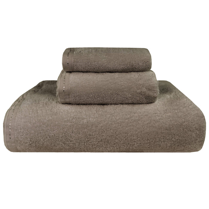Organic Cotton Towel 3 pc set color Sand stacked