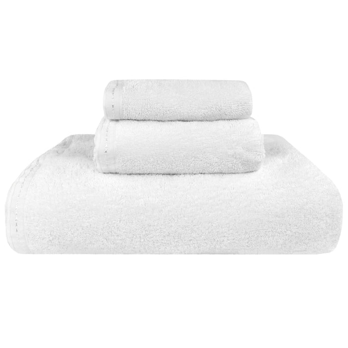Organic Cotton Towel 3 pc set color White stacked