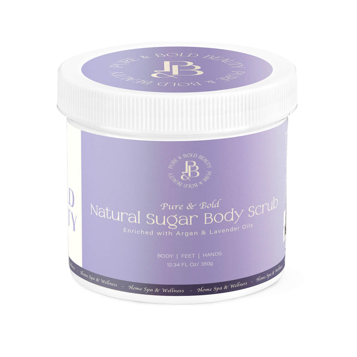 Pure and Bold Natural Sugar Scrub enriched with argan and lavender oils