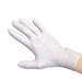 Close-up of hand wearing RestoreTouch powder-free nitrile exam glove