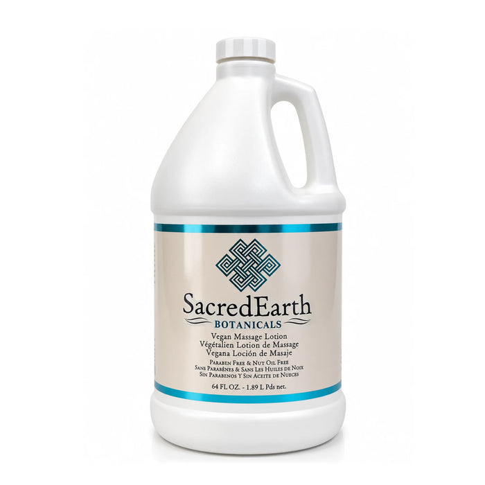 SacredEarth Vegan Massage Lotion half gallon size for massage therapists, clinics and spa professionals