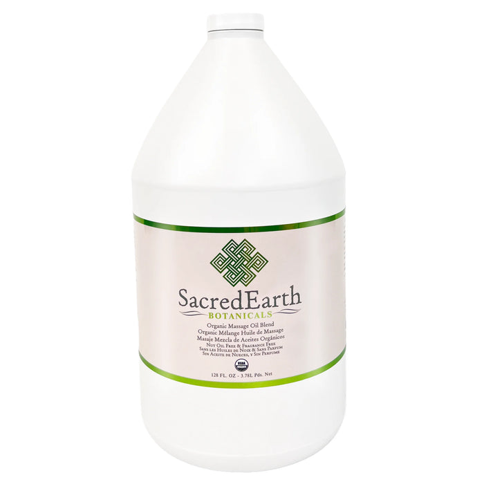 SacredEarth Organic Massage Oil 1 Gallon, USDA Certified Organic massage oil for professional therapists, unscented massage lubricant with sunflower, safflower, olive and jojoba oils
