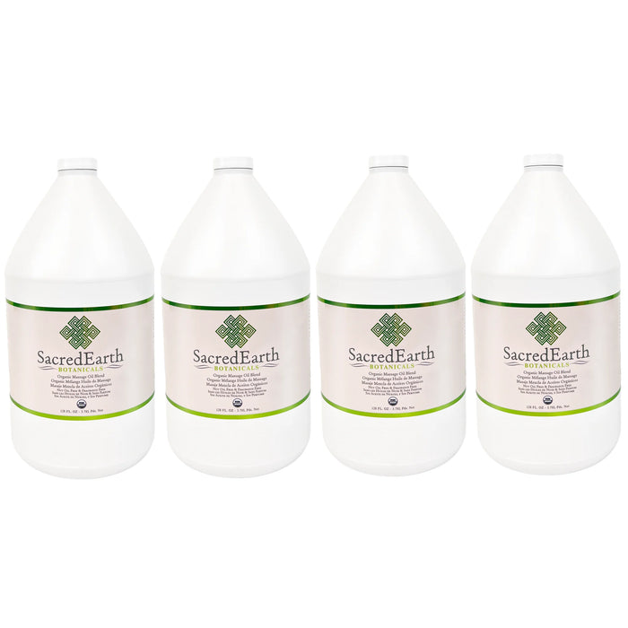 SacredEarth Organic Massage Oil 4 Gallons, USDA Certified Organic massage oil for professional therapists, unscented massage lubricant with sunflower, safflower, olive and jojoba oils