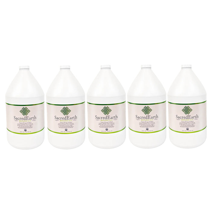 SacredEarth Organic Massage Oil 5 Gallons, USDA Certified Organic massage oil for professional therapists, unscented massage lubricant with sunflower, safflower, olive and jojoba oils