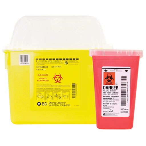 2 Sharps Containers, 1qt and 8qt with lids