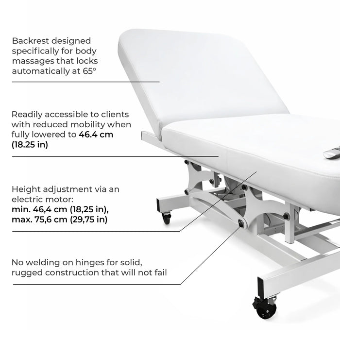 features of Silhouet-Tone electric spa treatment table in white color