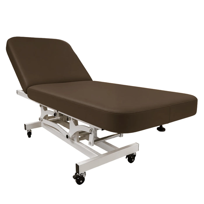 silhouet-Tone electric spa treatment table cappuccino color shown in use in a professional spa setting