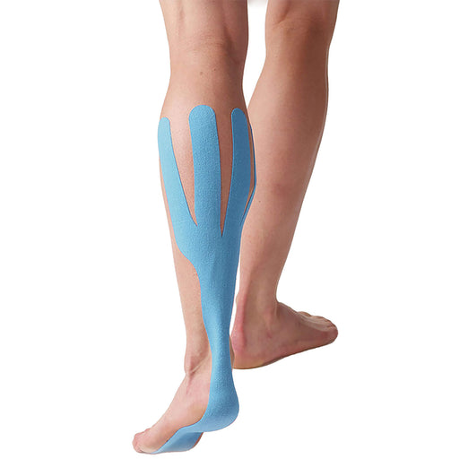 SpiderTech Pre cut tape calf and arch on left arch and calf colour blue