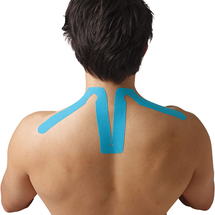 SpiderTech Pre cut tape Neck on male models neck and shoulders