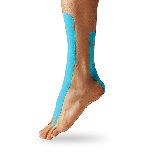 Spidertech Pre cut tape ankle colour blue on models left ankle