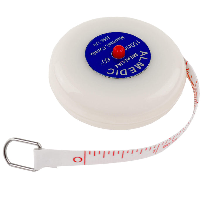 Tape measure out of box with tape measure pulled out a bit