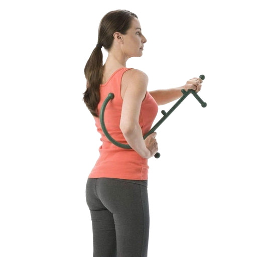 Female model demonstrating the Thera Cane Massager