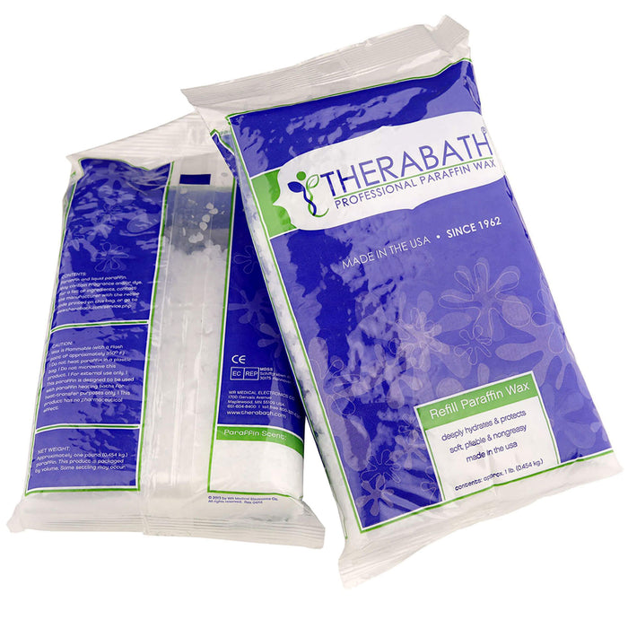 Therabath Paraffin Wax Beads Scent Free 1 lb bag front and back 