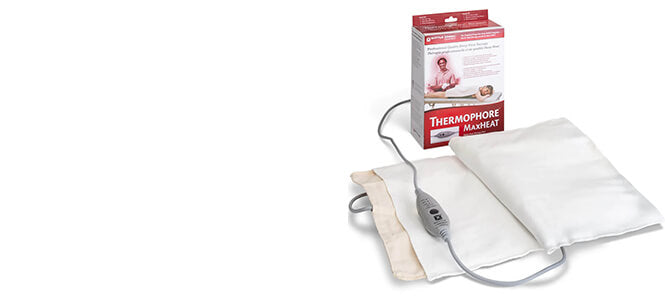 Thermophore Max heating pad out of packaging full unit showing 
