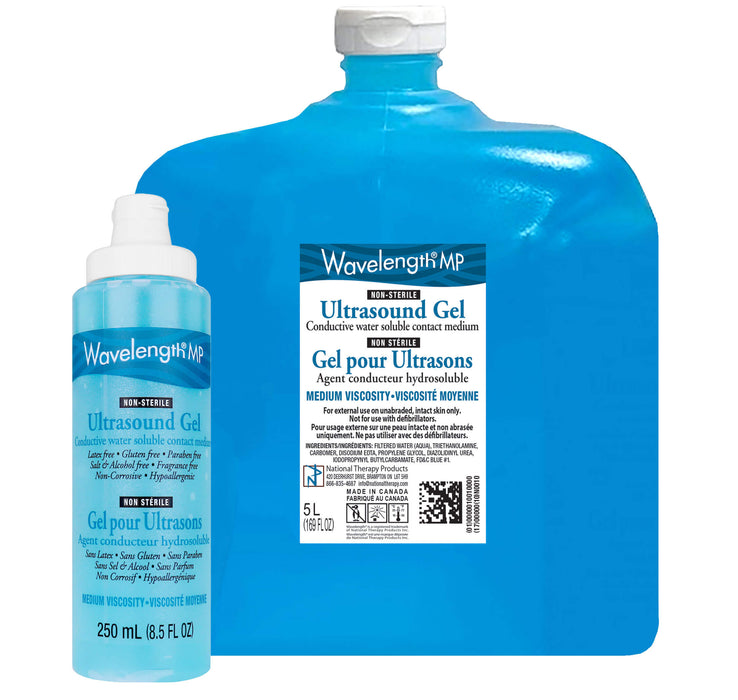 Wavelength Blue Ultrasound Gel available sizes 250ml and a 5L