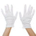White cotton moisturizing gloves on models hands