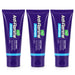 Three identical purple squeeze tubes of Anti-flamme Everyday Soothing cream 100g arranged side by side on a white background.