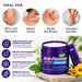 Anti-Flamme Soothing Everyday Herbal Relief Crème jar in a purple tub with a matching lid, displayed on a stone slab with yellow flowers. The image includes informational text and circular diagrams showing the product is ideal for minor joint discomfort, muscle strains, bumps and bruises, and everyday activities.