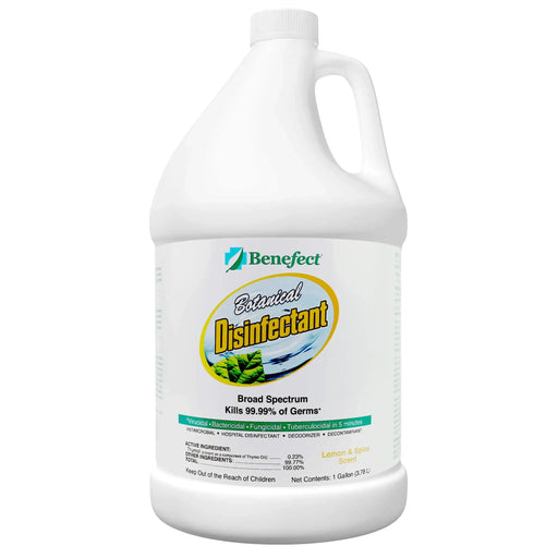 Gallon bottle of Benefect Botanical Disinfectant on a white background