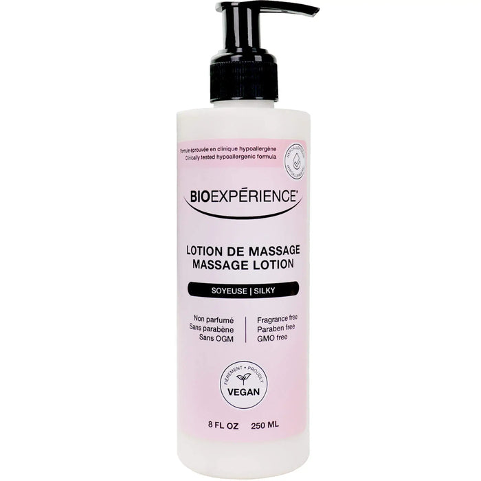 BioExperience Silky Massage Lotion 8 oz bottle on white background