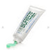 Biofreeze gel tube with green gel oozing out on a white background