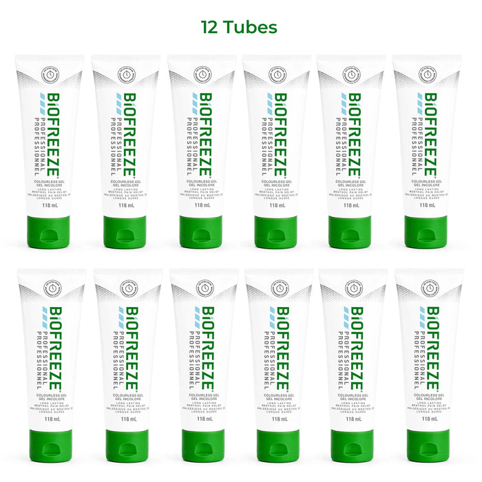 12 Tubes of Biofreeze Professional Cooling Gel 4 oz Tube for Muscle and Joint Pain Relief
