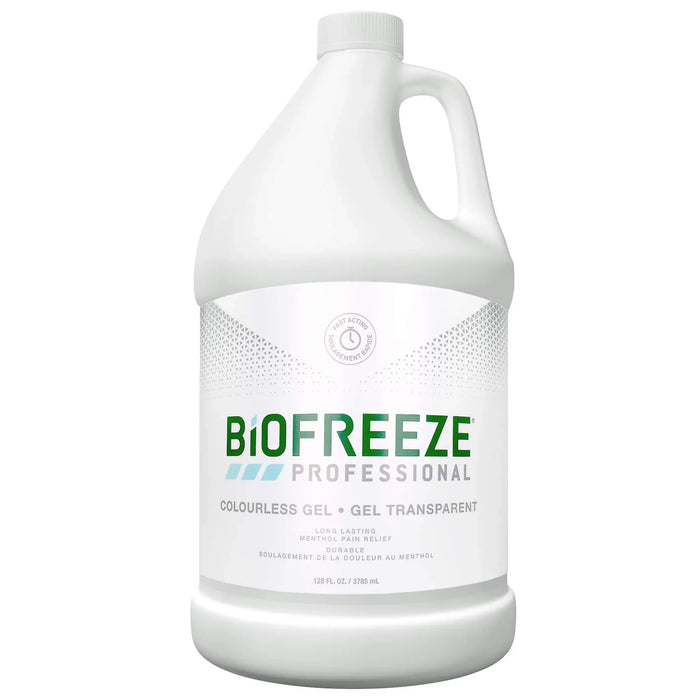Biofreeze Professional gel one gallon container on a white background
