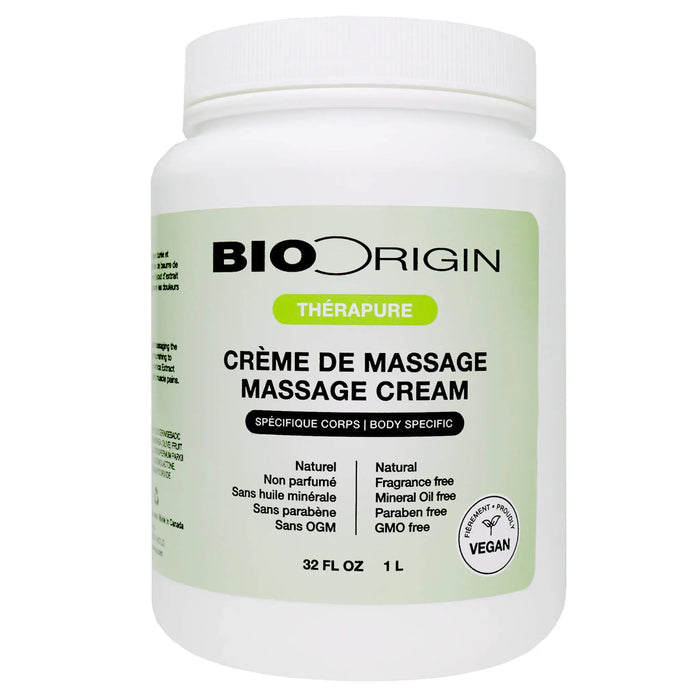 Bio Origin massage cream 1L container on a white background