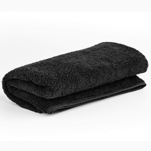 Black bleach resistant face towel folded