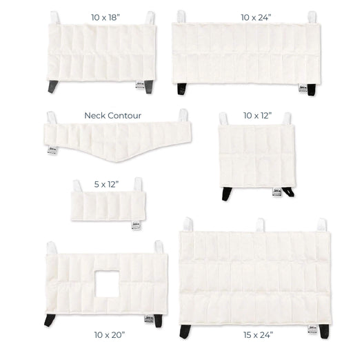 Variety of Chattanooga hot pac sizes on white background