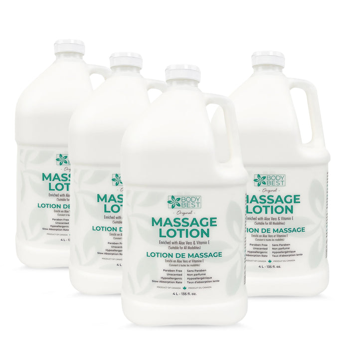 Four gallons of BodyBest massage lotion 