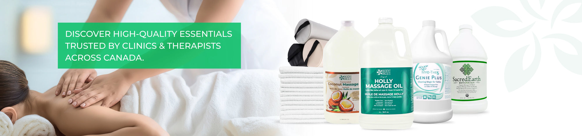 Hero banner of BodyBest massage products with massage therapy background for recovery and wellness