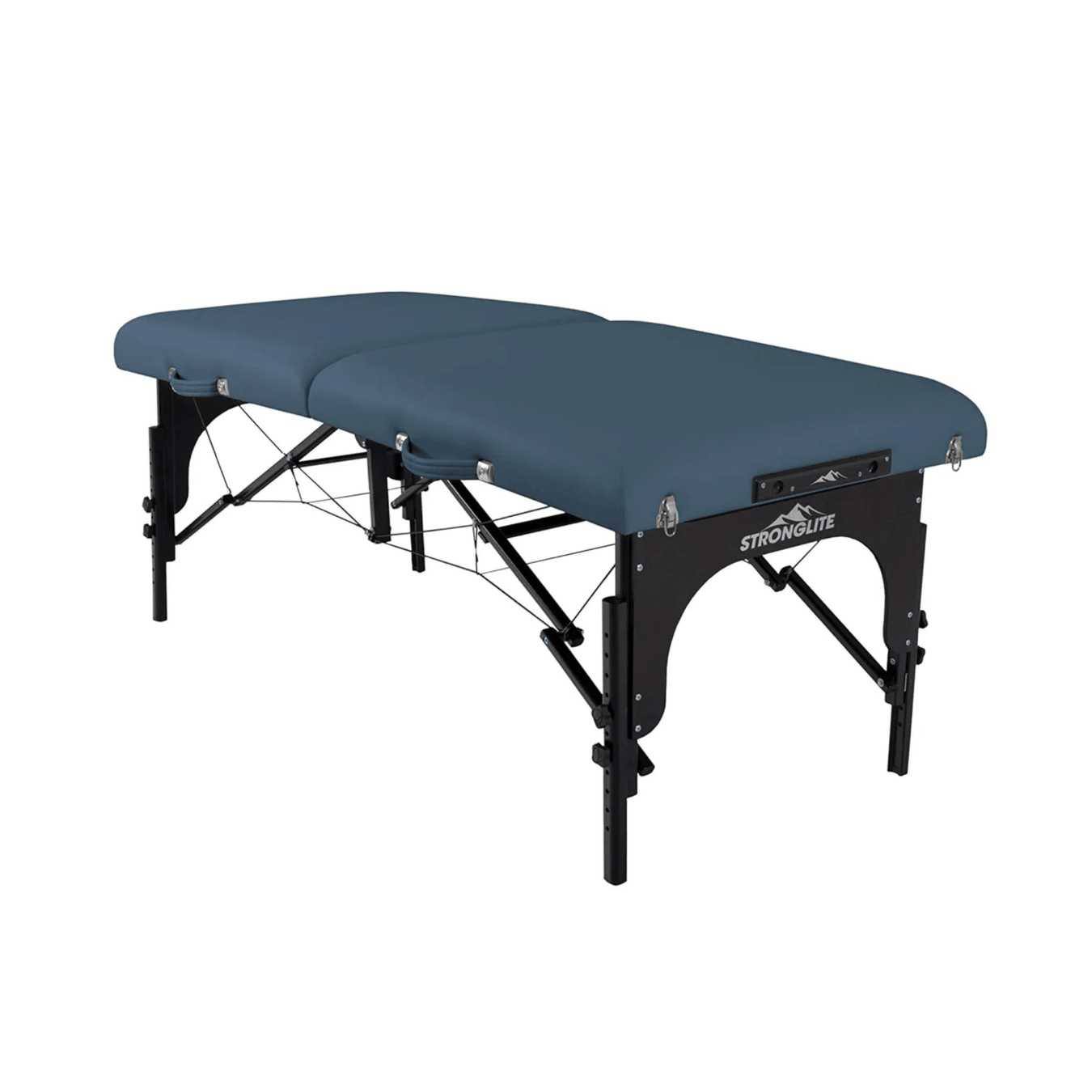 Bodybest Blue massage table with black frame on a white background, featuring the Stronglite brand.