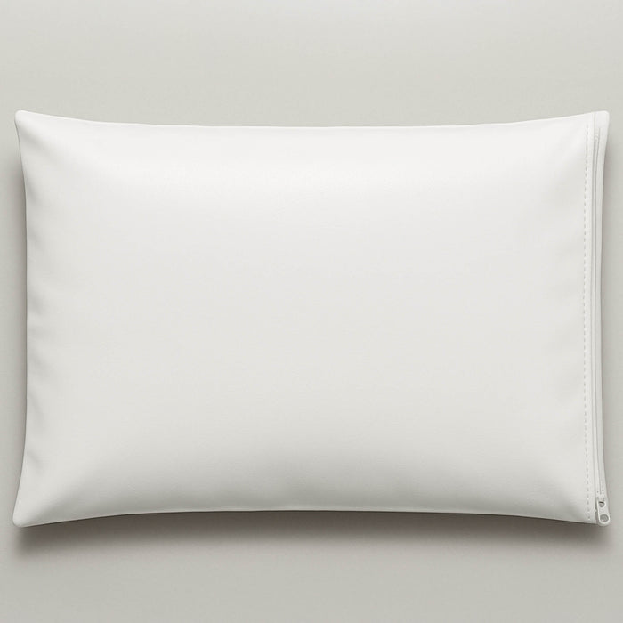 Bodybest White vinyl pillowcase & pillow  on a light gray background