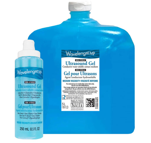 Wavelength ultrasound gel both sizes against white background