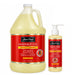 A large 1-gallon  and a smaller 8 oz pump bottle of Bon Vital Massage Gel Muscle Therapy, both filled with pale yellow gel and featuring red labels, shown on a white background.