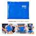 Chattanooga ColPac cold therapy standard size 11inch by 14 inch blue vinyl in use directly on knee, lower back, neck and elbow
