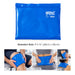Chattanooga Colpac cooling pad standard size shown on a white background with text stating standard size 11 x 14 inches, plus three smaller demonstration photos at the bottom showing the pad applied to the knee, lower back, and neck.